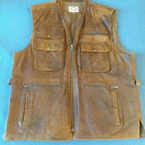 Mens Leather Hunting Vest Think Crocodile Dundee